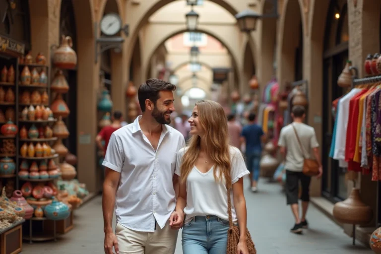 Couple souriant dans le bazar historique de Kemeraltı à Izmir