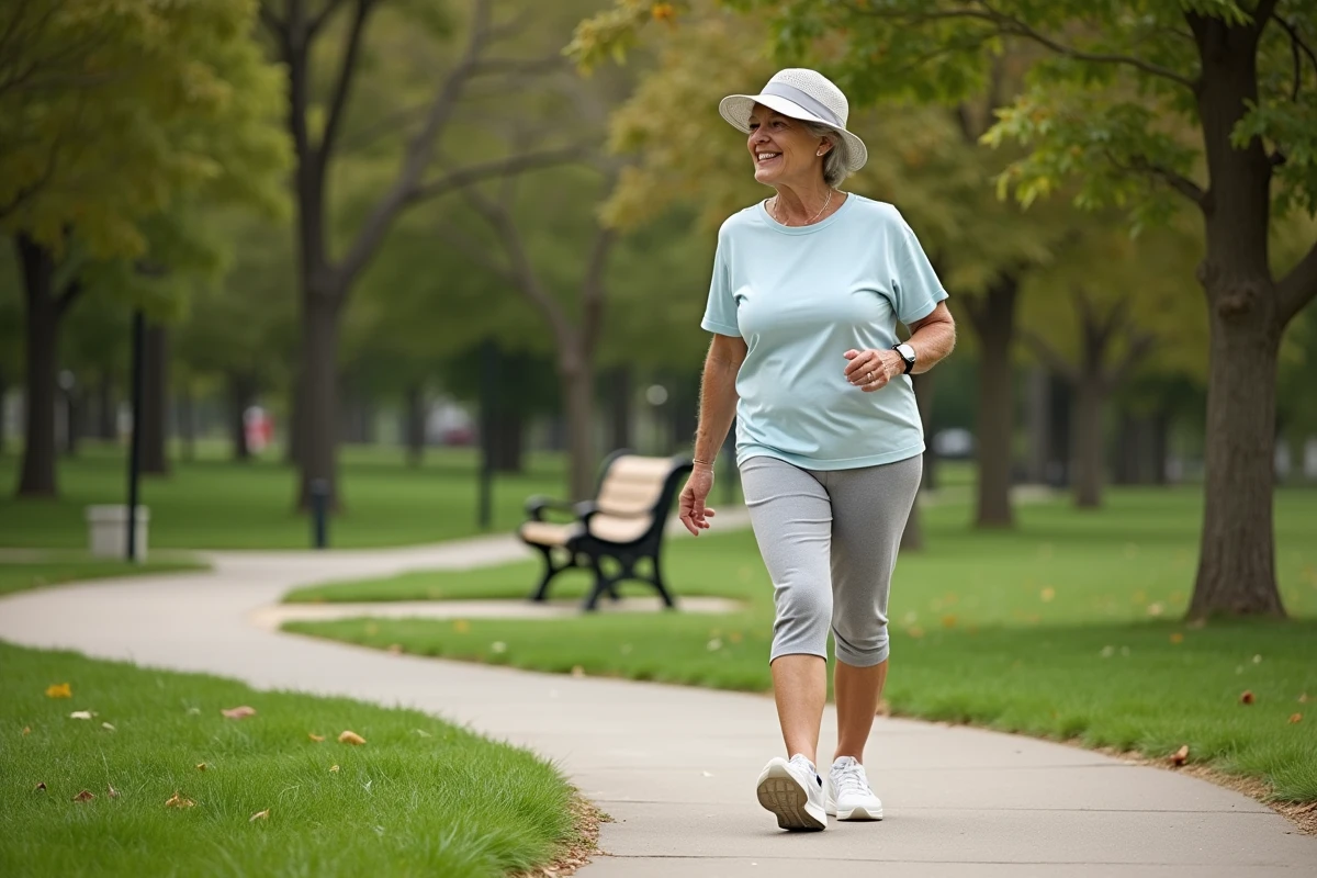 Femme active en plein air dans un parc en automne