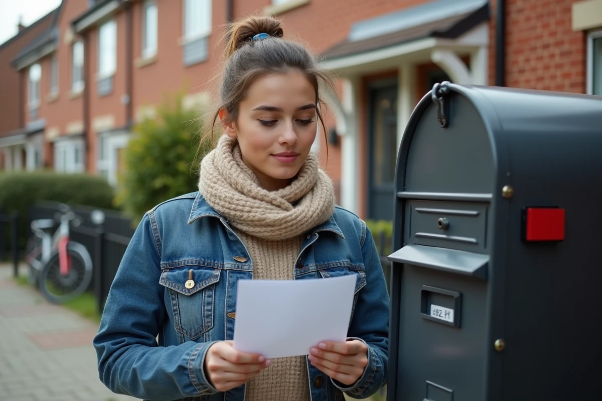 Jeune femme envoyant une demande de gaz par courrier